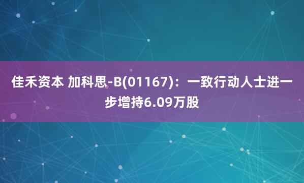 佳禾资本 加科思-B(01167)：一致行动人士进一步增持6.09万股